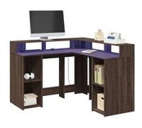 vidaXL Bureau avec lumières LED Chêne marron en bois d'ingénierie Multicolore