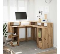 vidaXL Bureau avec lumières LED chêne artisanal bois d'ingénierie Marron
