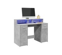 Vidaxl Bureau Et Lumières Led Gris Béton 120x55x91cm Bois D'ingénierie Multicolore