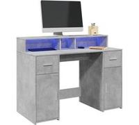 Vidaxl Bureau Et Lumières Led Gris Béton 120x55x91cm Bois D'ingénierie Multicolore