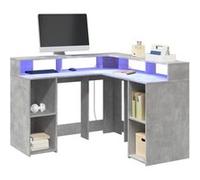 vidaXL – Bureau – Bureau et lumières LED 3309450 – Gris béton 130x130x91 cm, bois ingénierie