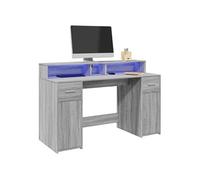 vidaXL Bureau Sonoma Gris avec LED, 140x55x91 cm, Bois d'ingénierie