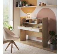Bureau évolutif avec rangement lewis bois et blanc TU