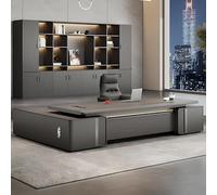 Bureau exécutif en forme de L avec armoire de rangement, poste de travail d'angle avec tiroirs et armoire à fichiers pour bureau à domicile - 180 cm côté droit