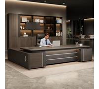 Bureau exécutif en forme de L avec armoire de rangement, poste de travail d'angle et armoire de classement pour bureau à domicile - 180 cm côté droit