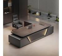 Bureau exécutif en forme de L avec armoire de rangement - Station de travail d'angle avec tiroirs et armoire à fichiers pour bureau à domicile - 180 cm côté droit