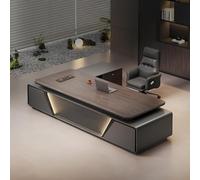 Bureau exécutif en forme de L avec armoire de rangement - Station de travail d'angle avec tiroirs et armoire à fichiers pour bureau à domicile - 180 cm côté droit