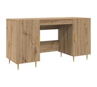 Bureau Exécutif Moderne avec Rangement en Bois d'Ingénierie 140 x 50 x 75 | Finition mate lisse, étagères intégrées, portes cachées, poignées polies, pour bureaux exécutifs, home office, ateliers