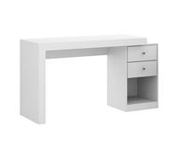 Bureau extensible 2 tiroirs et 1 niche - Coloris : Blanc - EVAN