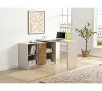 Bureau extensible avec plateau pivotant 360° - MDF ? Beige et naturel ? PAVELO