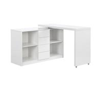 Bureau extensible avec plateau pivotant 360° - MDF - Blanc laqué - PAVELO