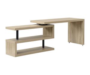Bureau extensible avec plateau pivotant 360° - MDF - Coloris : Naturel - NICEPHORE III