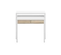Bureau extensible CLEA 2 tiroirs L99cm - Blanc et bois