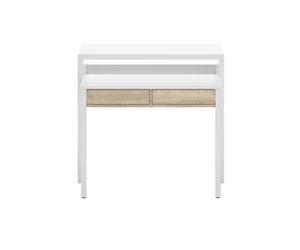 Bureau extensible CLEA 2 tiroirs L99cm - Blanc et bois