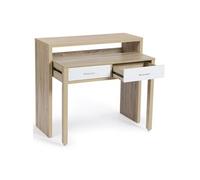 IDMarket Bureau Extensible Max Bois façon hêtre et blanc