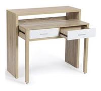 IDMarket Bureau Extensible Max Bois façon hêtre et blanc