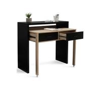 IDMarket - Bureau Extensible Max Noir et façon hêtre