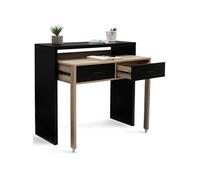 Bureau extensible MAX bois noir et façon hêtre