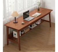 Bureau Extra Large en Bois Massif avec étagères | Poste de Travail Double Style Moderne Milieu du siècle | Bureau Informatique et d'écriture pour Deux Personnes à Domicile