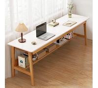Bureau Extra Large en Bois Massif de Style Moderne du Milieu du siècle avec étagères | Bureau Informatique et d'écriture pour Deux Personnes | Poste de Travail Double spacieux pour Une produ