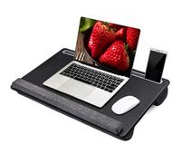 Bureau extra large pour ordinateur portable - Tapis de souris entièrement en polyuréthane avec support de téléphone et repose-poignet pour ordinateur portable, MacBook, tablette, lit, canapé (noir,
