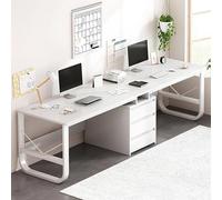 Bureau extra long pour deux personnes avec tiroirs - Double table de jeu et d'écriture pour bureau à domicile, poste de travail collaboratif, bureau d'ordinateur moderne pour 2 utilisateurs