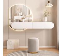 Bureau flottant mural avec 2 tiroirs - Meuble de maquillage multifonction et bureau d'angle pour chambre à coucher, rangement caché, design peu encombrant (94 x 40,6 x 17,8 cm (L x l x H)