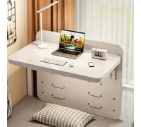 Bureau Flottant pour Lit Superposé de Dortoir, Table de Chevet Suspendue Pliable avec Crochets de Rambarde Réglables, Plateau Suspendu Gain de Place en Bois(White,80x30x35cm/31.5x11.8x13.7in)