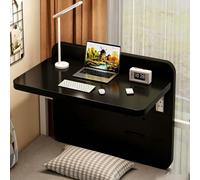 Bureau Flottant pour Lit Superposé de Dortoir, Table de Chevet Suspendue Pliable avec Crochets de Rambarde Réglables, Plateau Suspendu Gain de Place en Bois(Black,40x30x30cm/15.7x11.8x11.8in)