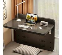 Bureau Flottant pour Lit Superposé de Dortoir, Table de Chevet Suspendue Pliable avec Crochets de Rambarde Réglables, Plateau Suspendu Gain de Place en Bois(Gray,40x30x30cm/15.7x11.8x11.8in)