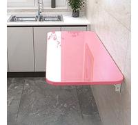 Bureau flottant rose 61 x 30,5 cm, table murale pliable avec feuilles tombantes pour petits espaces, bureau pliable idéal pour buanderie ou bureau à domicile