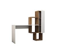 Bureau fonctionnel 6 rangements - bois et blanc TURKU