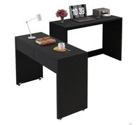 Bureau gain de place polyvalent 2 en 1, étagère + commode, fabrication bois épais 1,8 cm et roulettes