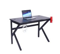 BUREAU GAMER 110x60x75CM TABLE ORDINATEUR GAMING AVEC PASSE-CABLES, PORTE-GOB...