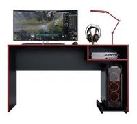 Bureau Gamer 136 cm Noir et Rouge 1 Niche L 136 H 75 P 45.1 cm - L 136 x l 345.1 x H 75 cm Noir G