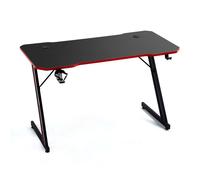 AMS-GAMING Bureau Gamer DESK120Z-RED avec Finition Rouge - Largeur 1m20 - Style Carbone - Porte gobelet & Casque