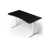 Bureau Gamer Arozzi Arena Medium - 140x76 cm - Bureau Gaming avec Cadre Acier, Rangement pour Câbles et Support Double Écran - Tapis de Souris Lavable Intégral - Blanc