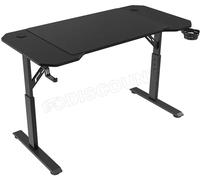 Mars Gaming MGD-ERGO120, Bureau Hauteur Réglable 3 Positions, Surface Ergonomique, Structure Métallique, Tapis XXL, Support Casque et Boisson, Gestion des Câbles, Bureau Gaming 120x60cm, Noir