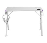 Mars Gaming MGD140RGBW Blanc, Table de Jeu RGB 140cm, Support Casque+Boissons, Tapis de Souris Total