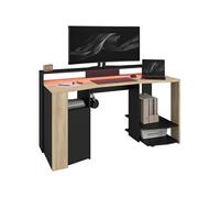 Bureau Gamer - META - Chene / Noir - 152 x 61,5 x 86,7 cm -