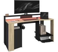 Bureau Gamer - META - Chêne / Noir - 152 x 61,5 x 86,7 cm - PARISOT