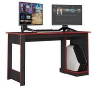 Bureau Gamer, noir avec chants rouges, 1 caisson UC, L 136 x l 54 x H 75 cm Noir G