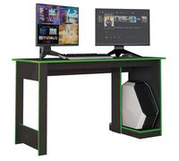 Bureau Gamer Noir Chants Verts 1 Caisson UC L 136 H 75 P 54 cm - L 136 x l 54 x H 75 cm