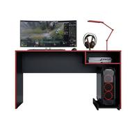 Bureau Gamer Noir et Rouge 1 Niche Support UC L 136 H 75 P 45.1 cm - L 136 x l 345.1 x H 75 cm
