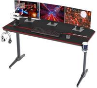 Bureau Gamer SogesHome 140x65x75 CM avec Tapis de Souris Complet & Gaming Rack/Chargeur à USB - Noir