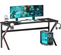 Bureau Gamer SOGESHOME 160 CM avec Tapis de Souris Complet & Gaming Rack/Chargeur à USB - Noir