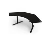 Bureau Gaming Arozzi Arena Angelo avec Rangement - Bureau d’Angle 225x71 cm - Plateau Courbé, Accueille 3 Grands Écrans, Hauteur Réglable - Tapis de Souris Intégral - Noir Intense