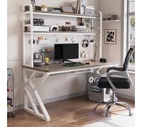 Bureau Gaming avec étagère de Rangement Bureau Travail/Études Montage Facile Structure en Acier for télétravail Chambre Salle d'étude(4,120x60cm/47x24in)