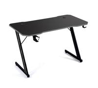 Bureau Gaming avec Surface Carbone, 120 x 60 cm, Pieds en Z, Support Casque et Gobelet, Gris