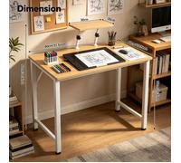 Bureau Gaming Ergonomique 80x40 VIVOLILV,Support d'Écran Réglable en Hauteur,Avec Crochet à Casque Audio,Cadre en Métal,Beige